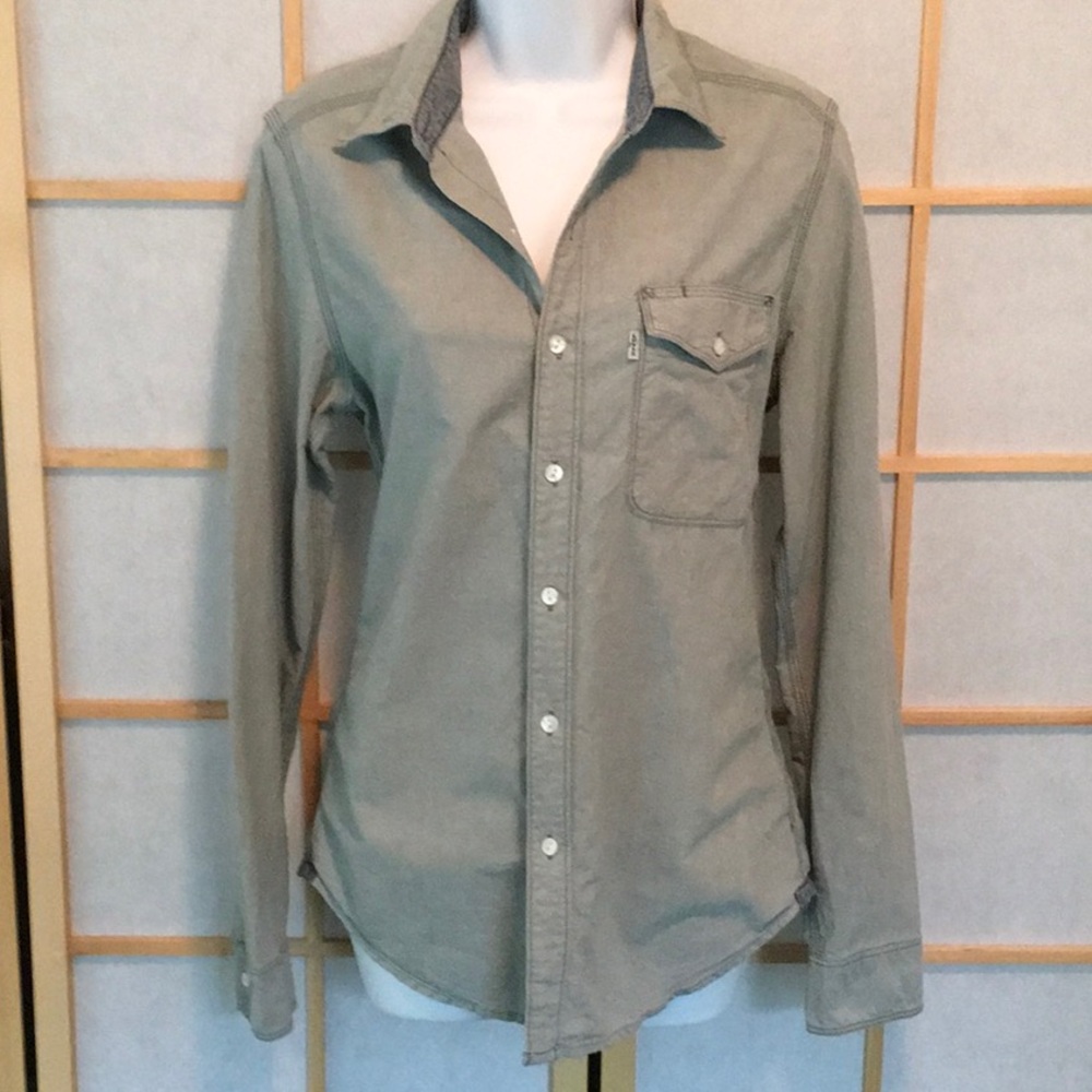 Levi’s Button Front Cotton Denim Shirt Blue Gray Sz S - Picture 2 of 8